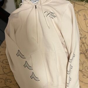 True Religion Men's Zip Up Sweater in Cream